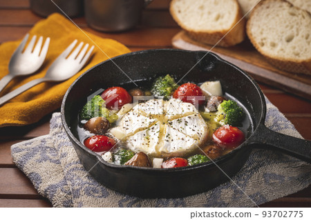 Camp Meal: Camembert Cheese Ajillo Made with a Skillet Camp Meal: Camembert Cheese Ajillo Made with a Skillet 93702775