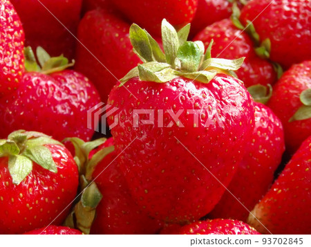Red ripe strawberries close up. Background of red strawberry in macro Red ripe strawberries close up. Background of red strawberry in macro 93702845