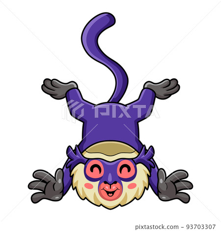 Cute mona monkey cartoon posing Cute mona monkey cartoon posing 93703307