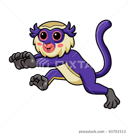 Cute mona monkey cartoon running Cute mona monkey cartoon running 93703313