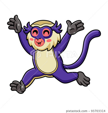 Cute mona monkey cartoon running Cute mona monkey cartoon running 93703314
