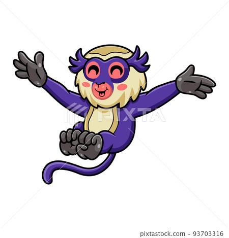 Cute mona monkey cartoon posing Cute mona monkey cartoon posing 93703316