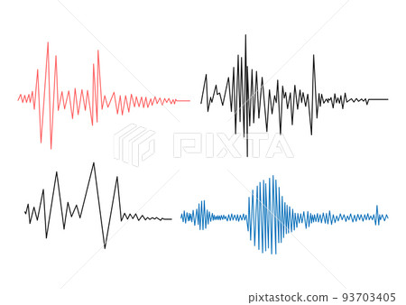 Earthquake seismogram waves or lie detector diagram set vector illustration. 93703405