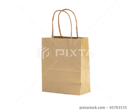 Brown paper shopping bag isolated on white background, recycle and ecology concept. 93703535
