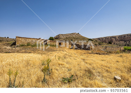 View of Hoces gorges del Rio Riaza Natural Reserve near Segovia in Spain View of Hoces gorges del Rio Riaza Natural Reserve near Segovia in Spain 93703561