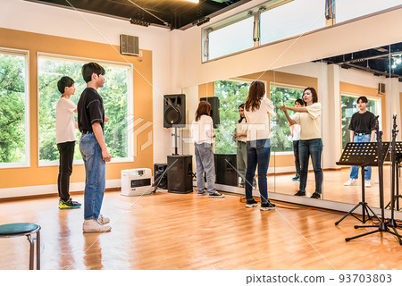 Dance circle College students practicing dance 93703803
