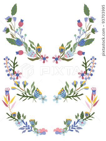 Collection wreaths with flowers, colorful leaves.Bright floral collections. Magical illustrations for your as creating card, banner, birthday and other holidays.Vector.. Collection wreaths with flowers, colorful leaves.Bright floral collections. Magical illustrations for your as creating card, banner, birthday and other holidays.Vector.. 93703995