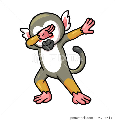 Cute little squirrel monkey cartoon dancing Cute little squirrel monkey cartoon dancing 93704614