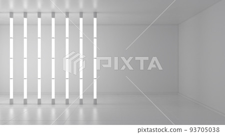 White room with vertical tube neon lights. 3d rendering. 93705038