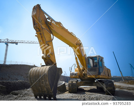 Excavator at construction site Excavator at construction site 93705283
