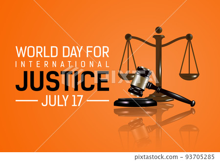 World Day for International Justice, 3d justice hammer and scales 93705285