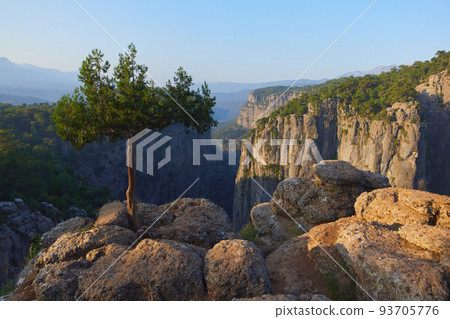 Beautiful view of Tazi Canyon. Epic landscape of sheer rocks and cliffs in turkish national park Beautiful view of Tazi Canyon. Epic landscape of sheer rocks and cliffs in turkish national park 93705776