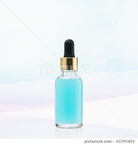 One glass bottle cosmetics. serum aroma oil for beauty on white background One glass bottle cosmetics. serum aroma oil for beauty on white background 93705803