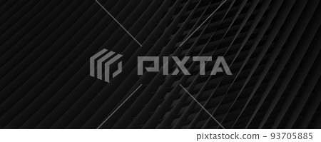 Striped metallic surface backdrop. Dark abstract textured technology background. 3d rendering. 93705885