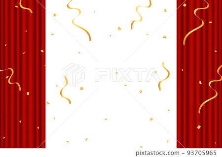 Red curtain stage with confetti Red curtain stage with confetti 93705965