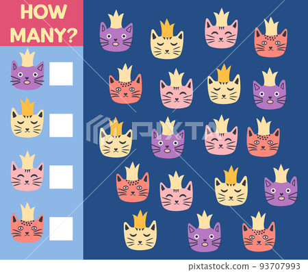 How many Cat, game for children. printable worksheet 93707993