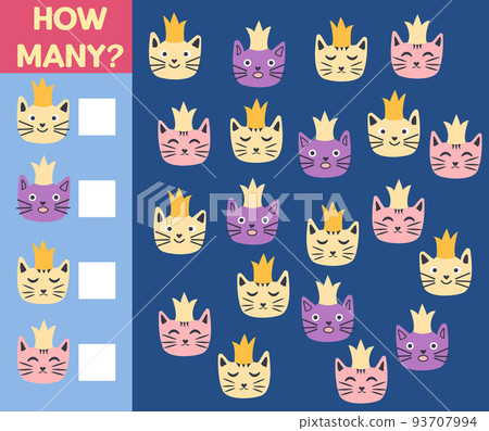How many Cat, game for children. printable worksheet 93707994