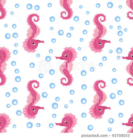 Seahorse and starfish seamless pattern. Sea life summer background. Cute sea life. Design for fabric and decor Seahorse and starfish seamless pattern. Sea life summer background. Cute sea life. Design for fabric and decor 93708033