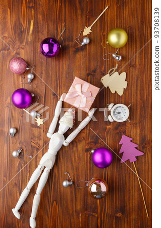 Christmas composition. Gifts. The concept of Christmas, winter, New Year. Flat layout, top view. Vertical photo Christmas composition. Gifts. The concept of Christmas, winter, New Year. Flat layout, top view. Vertical photo 93708139