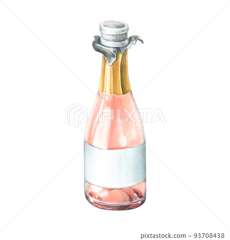 Rose Champagne Bottle Isolated On White Stock Photo - Download