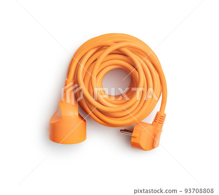 Orange extension Power Cord isolated on white background. 93708808