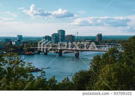 View of Alexandra Bridge when sunset with beautiful sky in ottawa 93709102