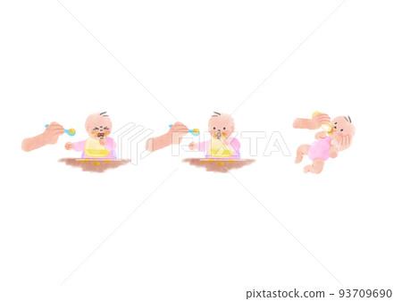 嬰兒吃東西的插圖 93709690