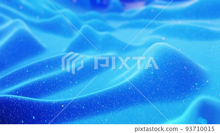 fantastical festive blue bg. Stylish abstract background, waves on matt surface like landscape made of liquid blue wax with sparkles. Beautiful soft background. 3d render 93710015