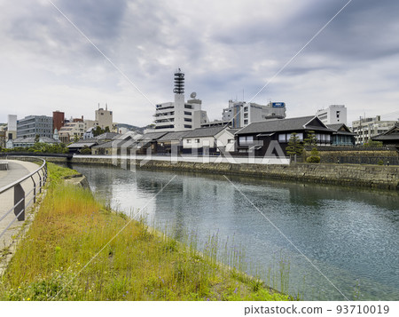 Nakashima River and Dejima seen from Omotemonbashi Park, Nagasaki / Nagasaki, Japan 93710019