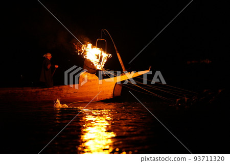 Cormorant boats and bonfires on the Nagara River Cormorant boats and bonfires on the Nagara River 93711320