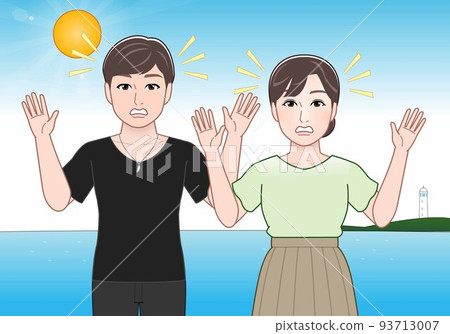 man and woman at the sea in summer 93713007