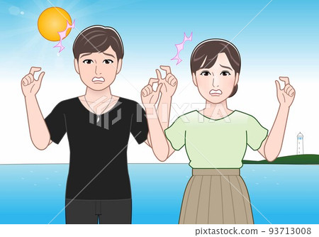 man and woman at the sea in summer 93713008