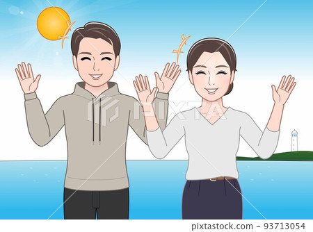 man and woman at the sea in summer man and woman at the sea in summer 93713054