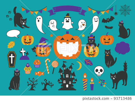 黑貓和萬聖節插圖集 93713486