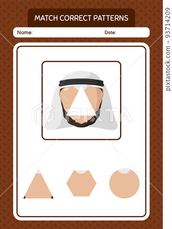 Match pattern game with arabian. worksheet for preschool kids, kids activity sheet Match pattern game with arabian. worksheet for preschool kids, kids activity sheet 93714209