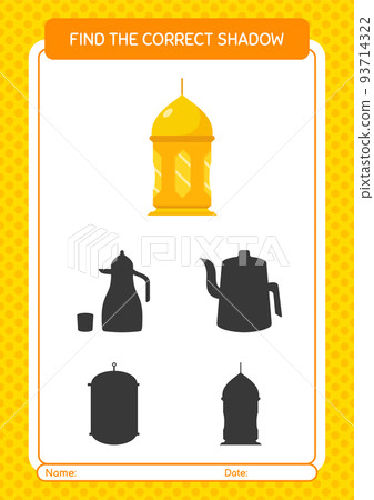 Find the correct shadows game with arabic lantern. worksheet for preschool kids, kids activity sheet Find the correct shadows game with arabic lantern. worksheet for preschool kids, kids activity sheet 93714322
