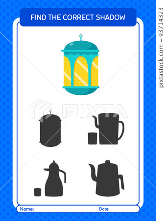 Find the correct shadows game with arabic lantern. worksheet for preschool kids, kids activity sheet Find the correct shadows game with arabic lantern. worksheet for preschool kids, kids activity sheet 93714323