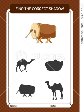 Find the correct shadows game with bedug drum. worksheet for preschool kids, kids activity sheet Find the correct shadows game with bedug drum. worksheet for preschool kids, kids activity sheet 93714328