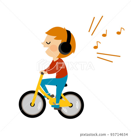 一邊聽音樂一邊騎自行車的男人 93714634