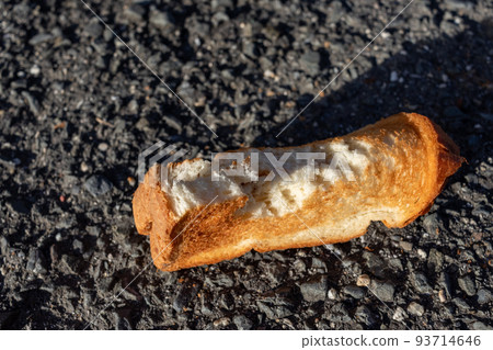 在柏油路上被燒焦的吐司 93714646