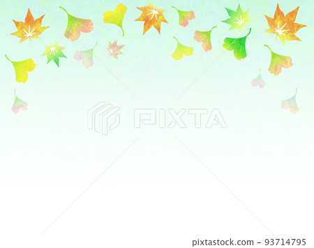 五顏六色的落葉（秋葉，銀杏）的背景插圖素材 93714795