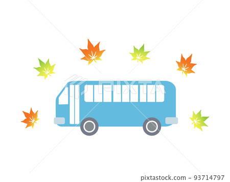 被秋葉包圍的簡單巴士(側身)的插圖素材 被秋葉包圍的簡單巴士(側身)的插圖素材 93714797