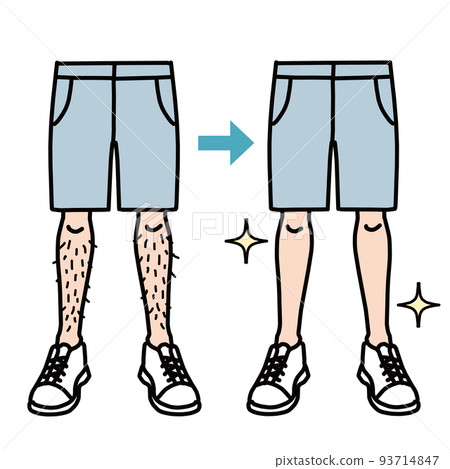 Legs with shin hair and clean legs after hair removal men's beauty 93714847