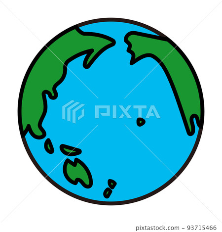 Simplified globe, Pacific region, editable vector illustration, pop art 93715466