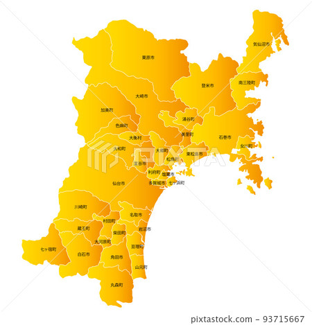 Miyagi prefecture and municipalities map 93715667