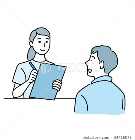 A man consulting a counselor at a men's esthetic salon A man consulting a counselor at a men's esthetic salon 93716071