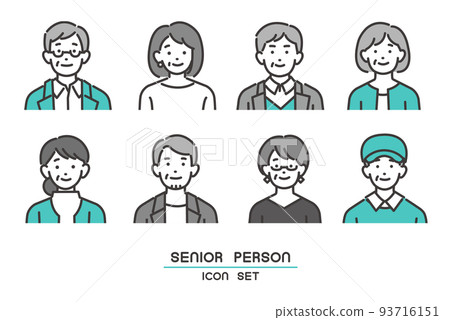 Simple and easy-to-use senior face icon vector illustration material / men and women / fashion / icon 93716151