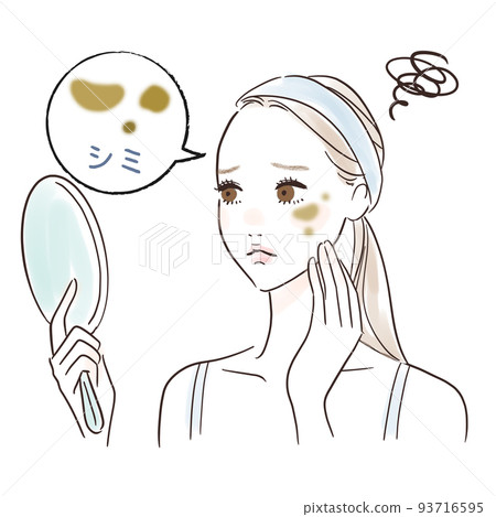Illustration of a woman looking in the mirror 93716595