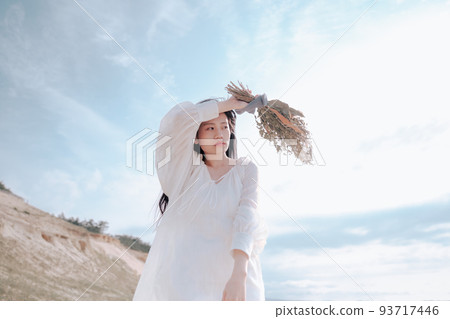 woman with bouquet woman with bouquet 93717446