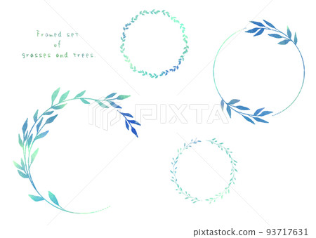 Frame set of watercolor leaves 93717631